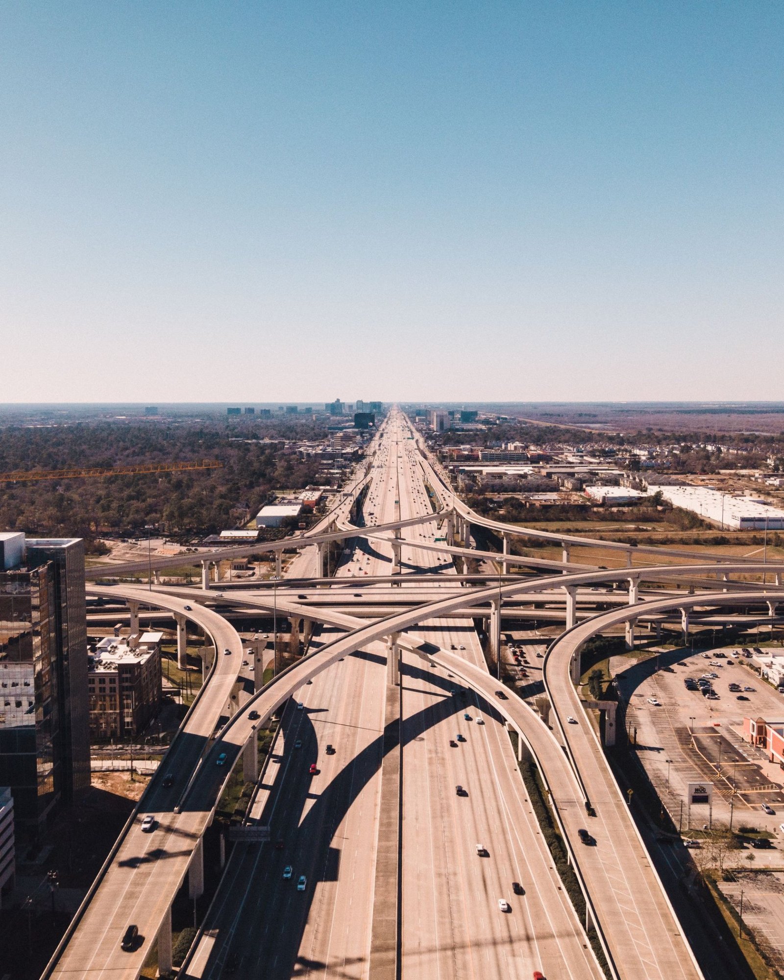 Aerial view of a road interchange